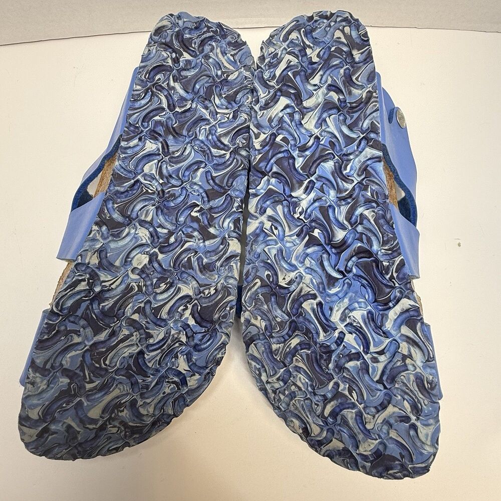 Birki’s By Birkenstock Leather Blue Strap Sandal Camo Sole Size 37 L6 M4 - Picture 5 of 9